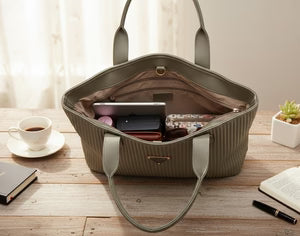 Ribbed Texture Tote Handbag