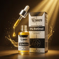 Shaqtu 1% Retinol Oil-Based Serum in elegant luxury setting with glowing golden drop - anti-aging skin renewal serum